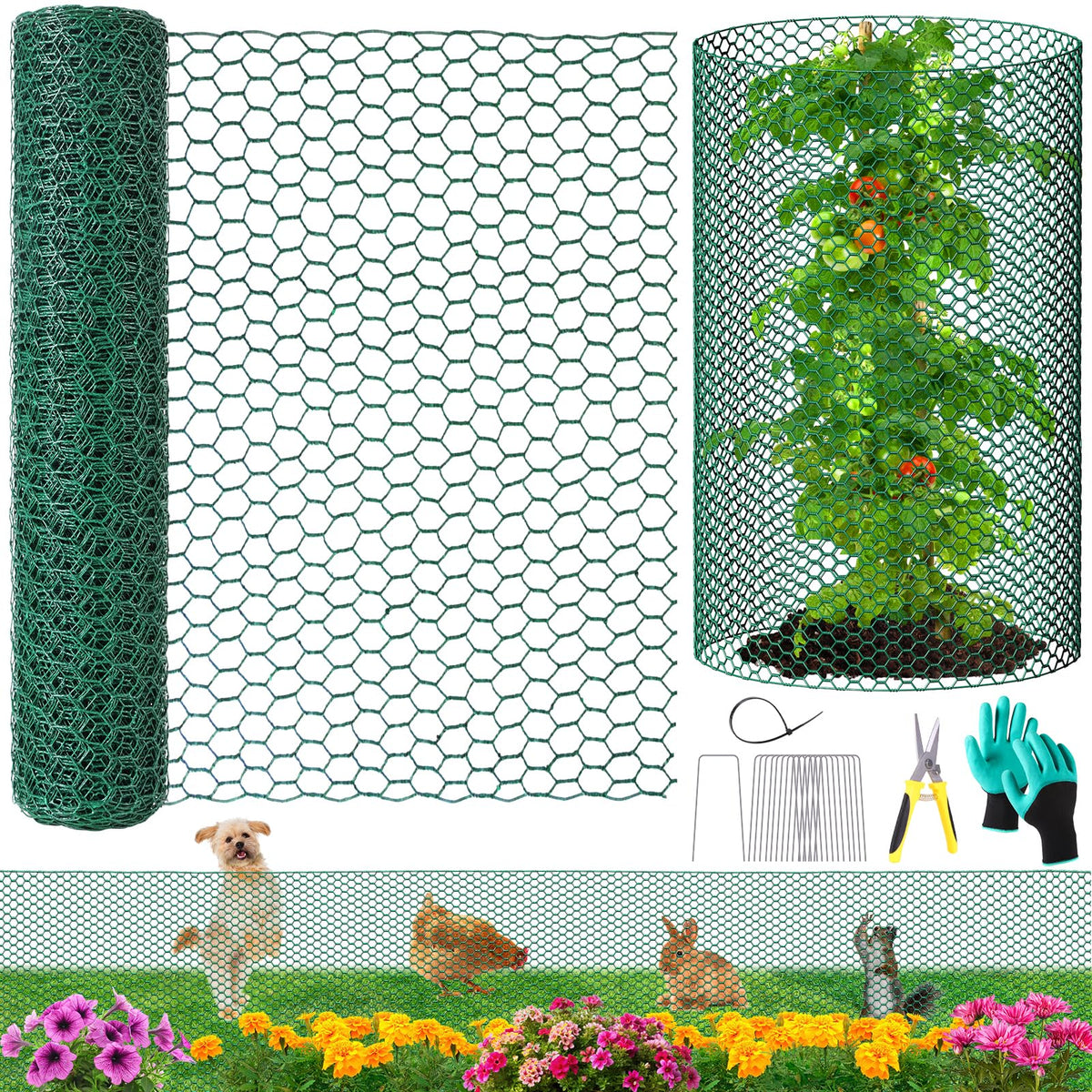 UJG plant protector wire mesh roll shields outdoor plants from nibbling animals
