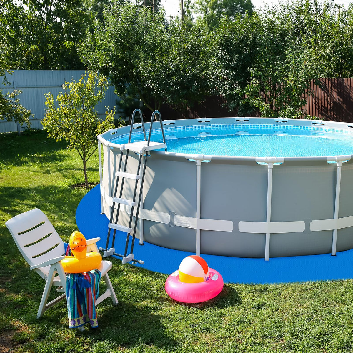 UJG puncture-prevention shield helps keep pool liner safer.