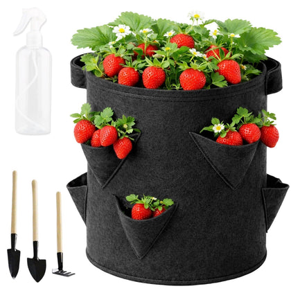 Ujukoxc five-pack 10 gal strawberry grow bags for versatile balcony farming