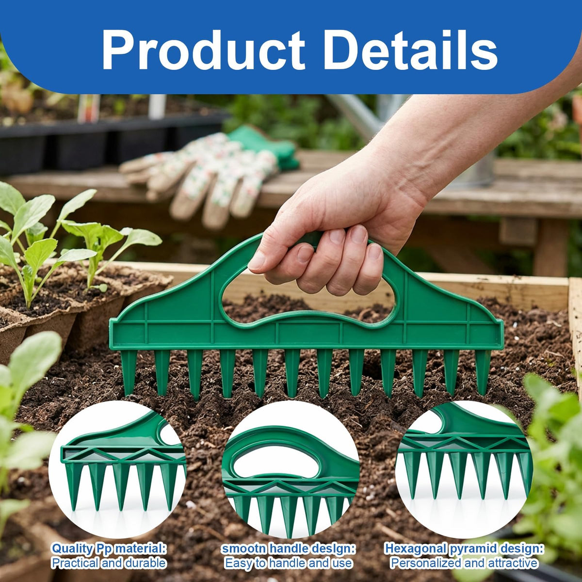 Ergonomic Ujukoxc planter handle offers comfortable grip during gardening