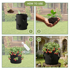 Ujukoxc portable strawberry grow bags with handles simplify moving and sun exposure