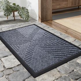 UKISS all-season front door mat outdoors showing absorbent surface for dirt control