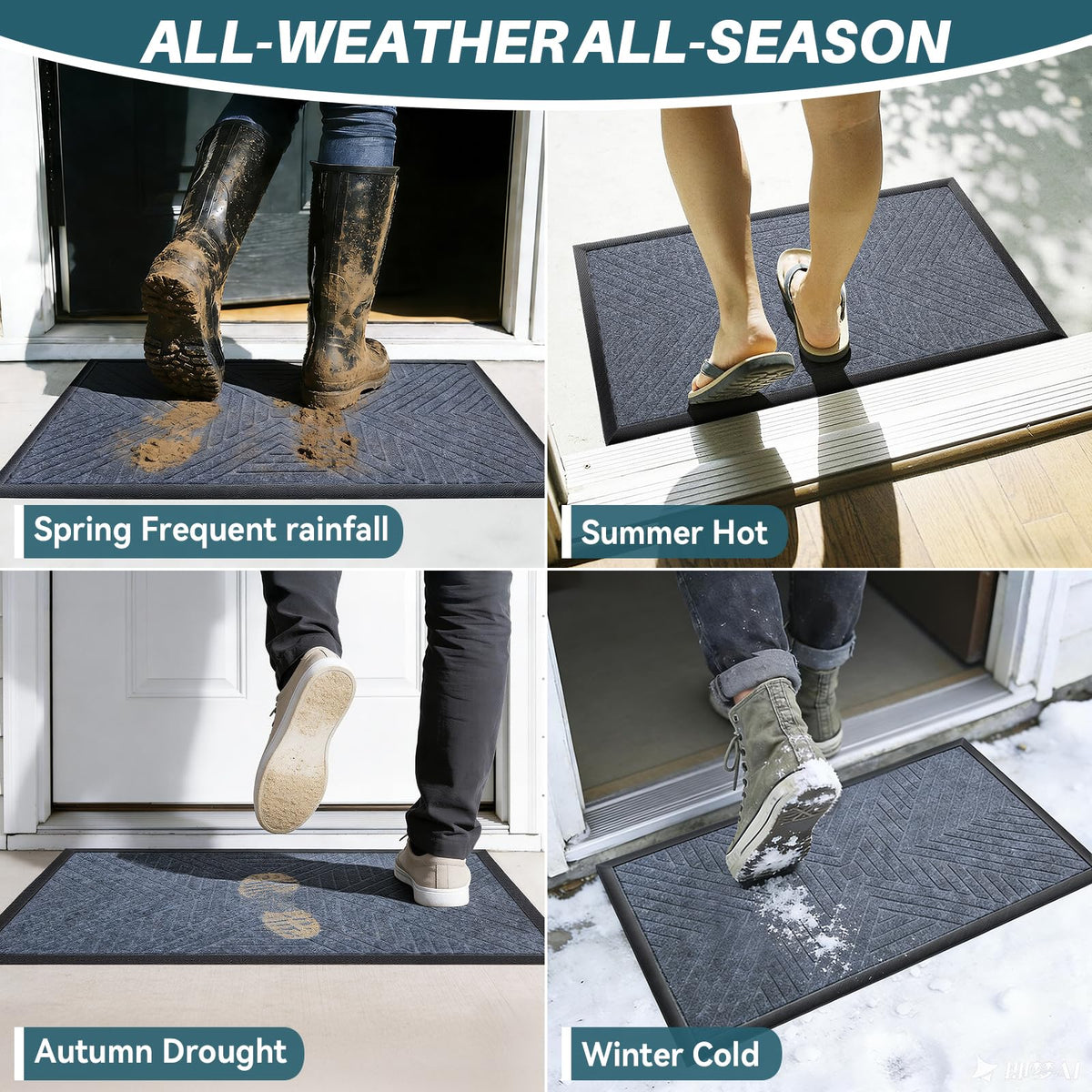 UKISS doormat with woven polyester and deep grooves for grime removal