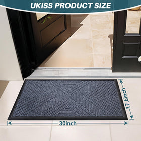 UKISS front door mat with non-slip backing keeps in place at entryway