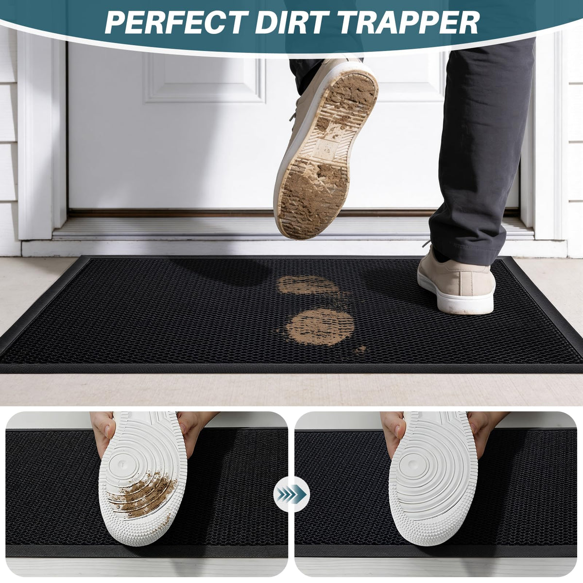 UKISS non-slip rubber backing detail keeps the mat securely in place