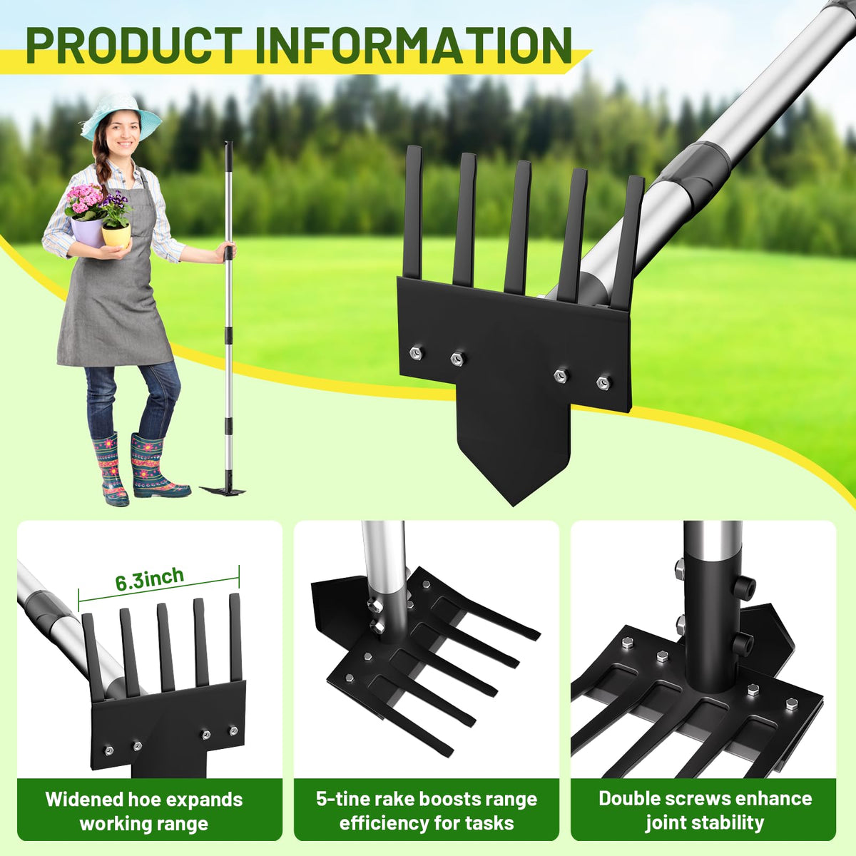 Ukiupop adjustable handle supports comfortable gardening for users of different heights.