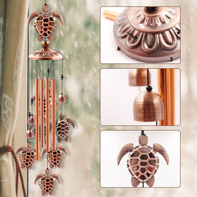 Ukulork sea turtle wind chime brass cap with rose gold accents
