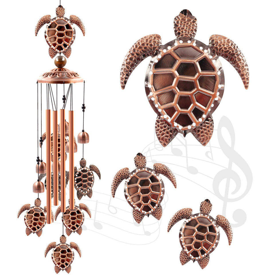 Ukulork sea turtle wind chime top for outdoor charm and tranquil ambience