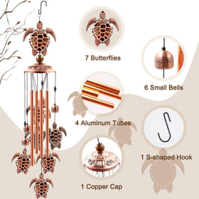 Ukulork sea turtle wind chime tubes durable outdoor decor