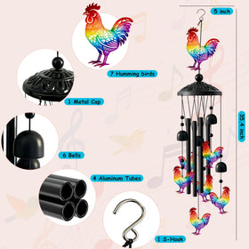 Ukulork wind chimes hummingbird details showcase colorful artistry and cheerful tones.