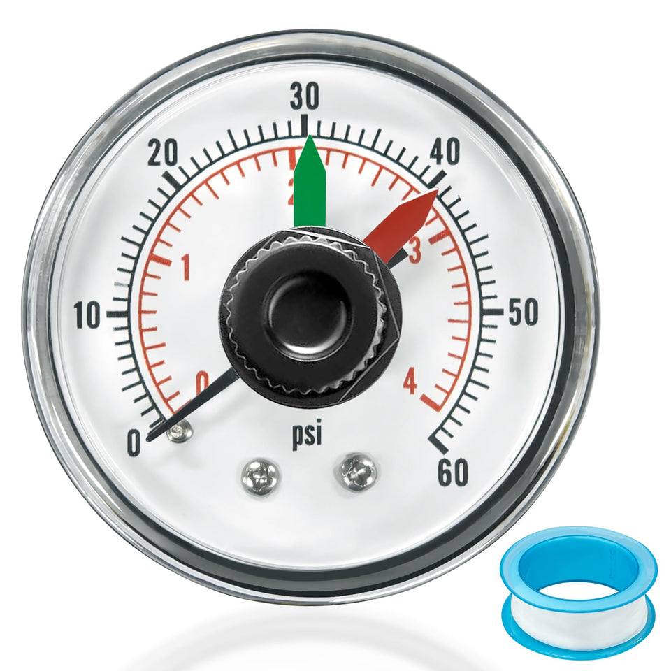 ulapithi ECX2712B1 pressure gauge dial with clear readings for pool filtration.