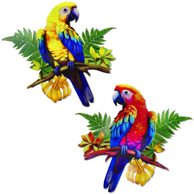 ULENDIS parrot wall decor with bright colors enhances outdoor garden charm.