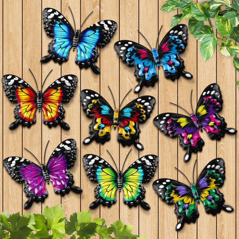 ULENDIS butterfly wall decor 8-pack adds vibrant color to balconies and gardens.