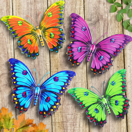 ULENDIS metal butterfly wall decor with vibrant 3D wings for garden charm