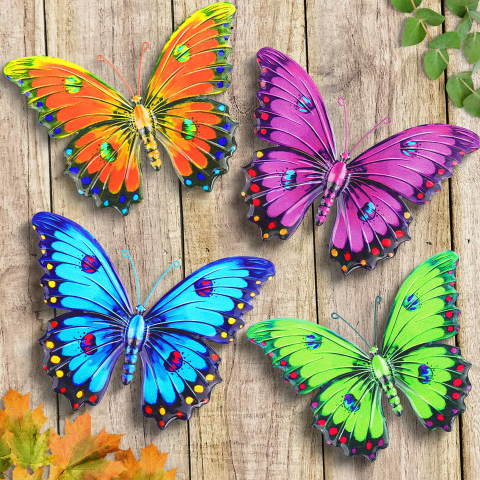 ULENDIS metal butterfly wall decor with vibrant 3D wings for garden charm