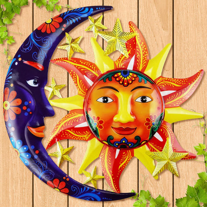 ULENDIS Sun and Moon Wall Art front view enhances wall color and focal appeal