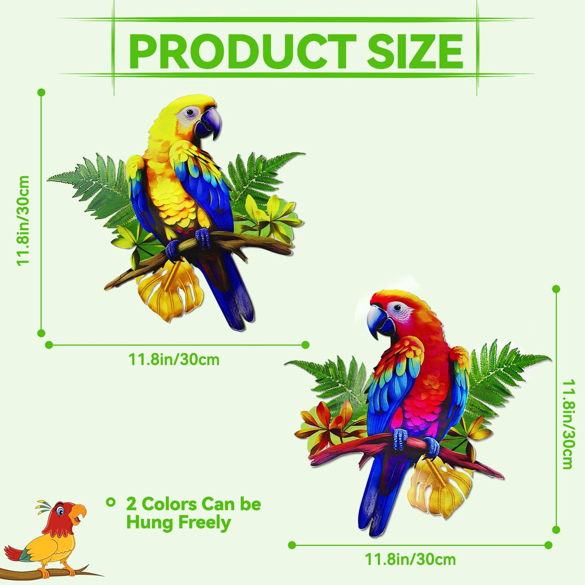 ULENDIS tropical macaw metal art adds vivid color to walls.
