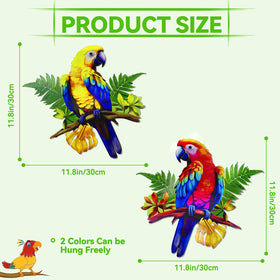 ULENDIS tropical macaw metal art adds vivid color to walls.
