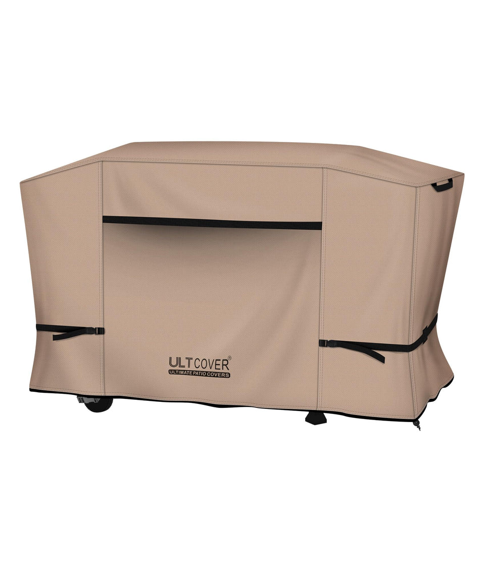 ULTCOVER 600D griddle cover on 28-inch XL with hood protects from rain