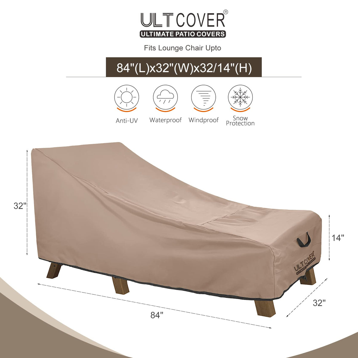 ULTCOVER 600D polyester with waterproof backing shields against rain and snow