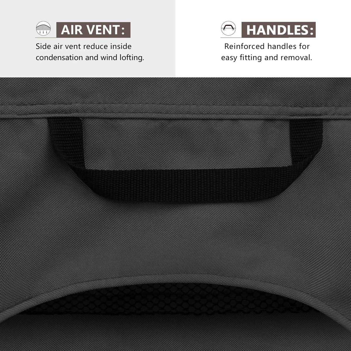 ULTCOVER 600D polyester with waterproof backing blocks moisture and debris.