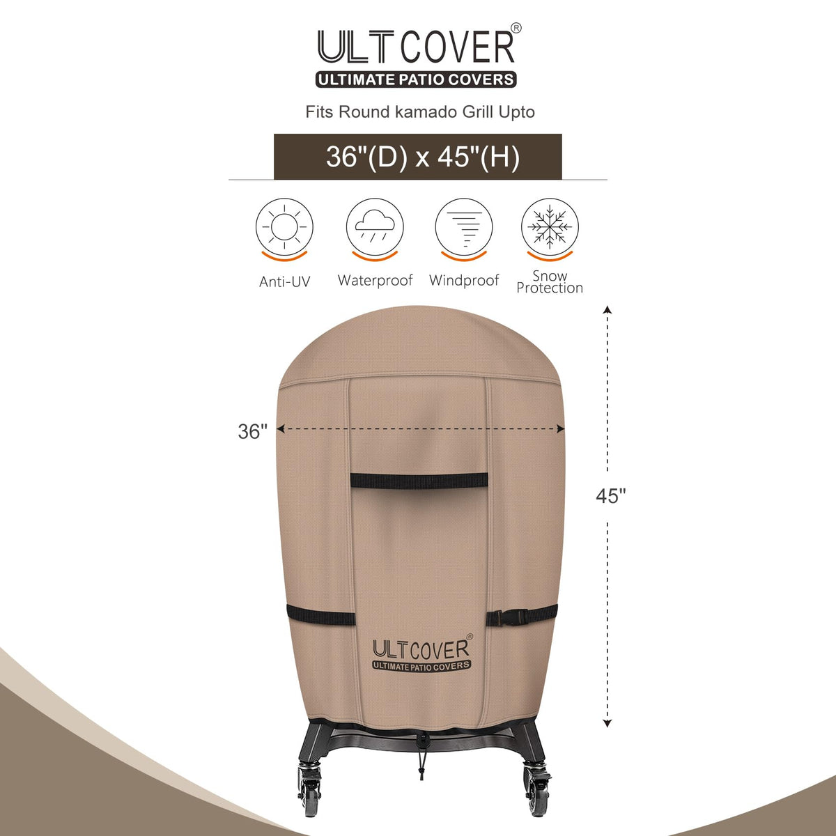 ULTCOVER Char-Griller round smoker cover shields 600D fabric against dust and weather