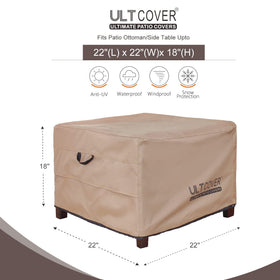 Close-up of 600D stitching on ULTCOVER ottoman cover for durable outdoor use.