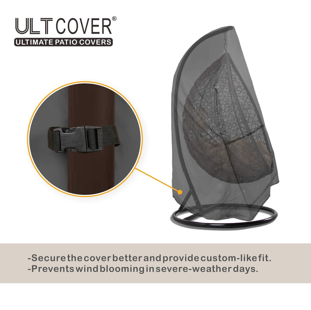 ULTCOVER easy-on-off hanging egg chair cover for quick setup
