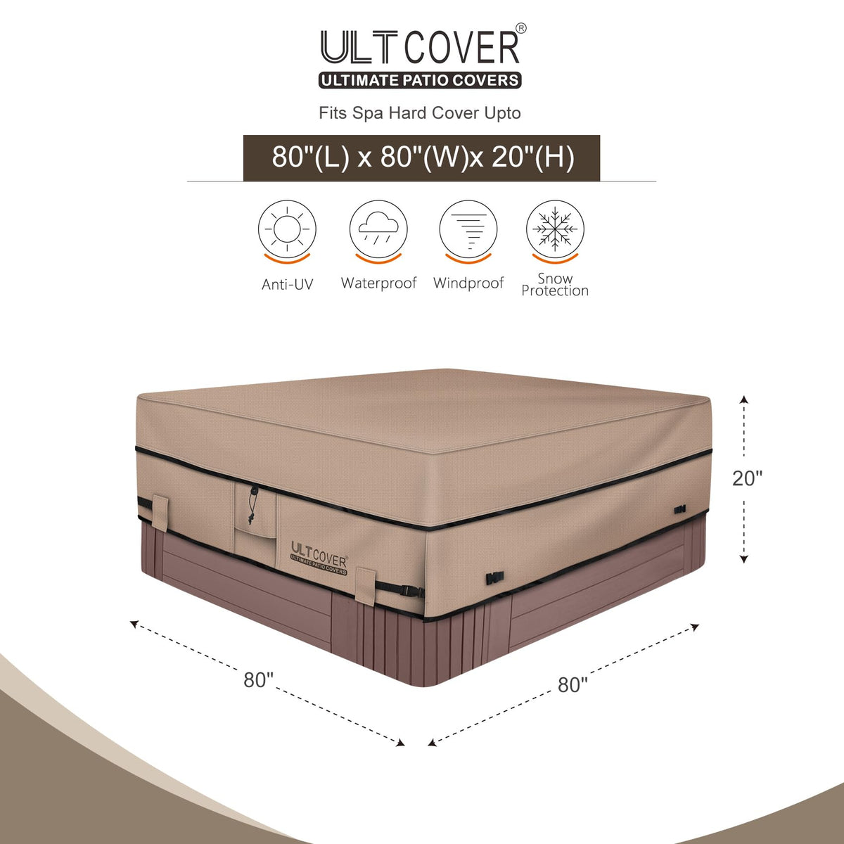ULTCOVER fabric-detail 600D polyester with waterproof backing enhances durability.