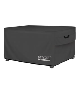 ULTCOVER rectangular fire pit cover front view protecting 42x24 pit from rain
