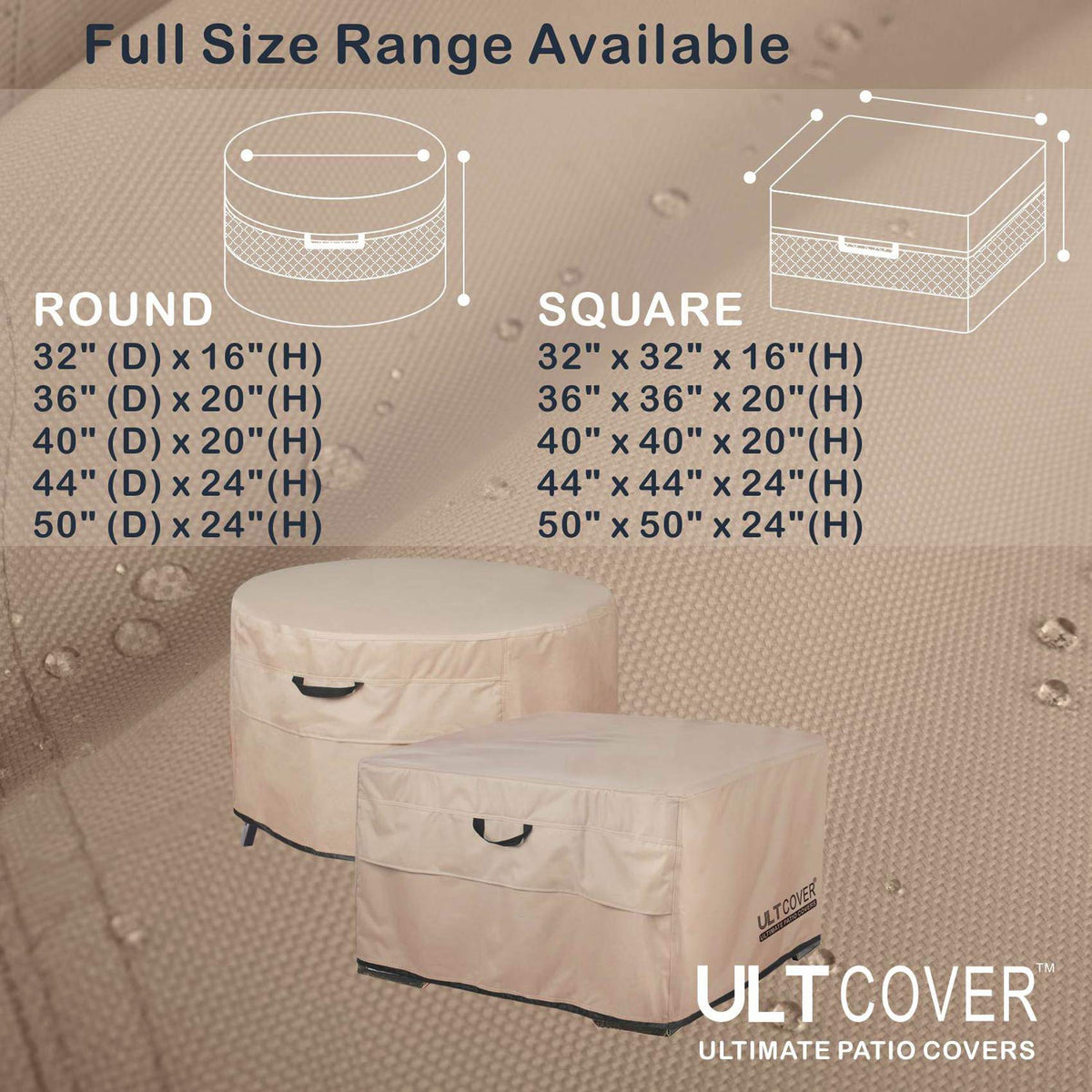 ULTCOVER fire pit cover vents allow airflow while protecting from weather.