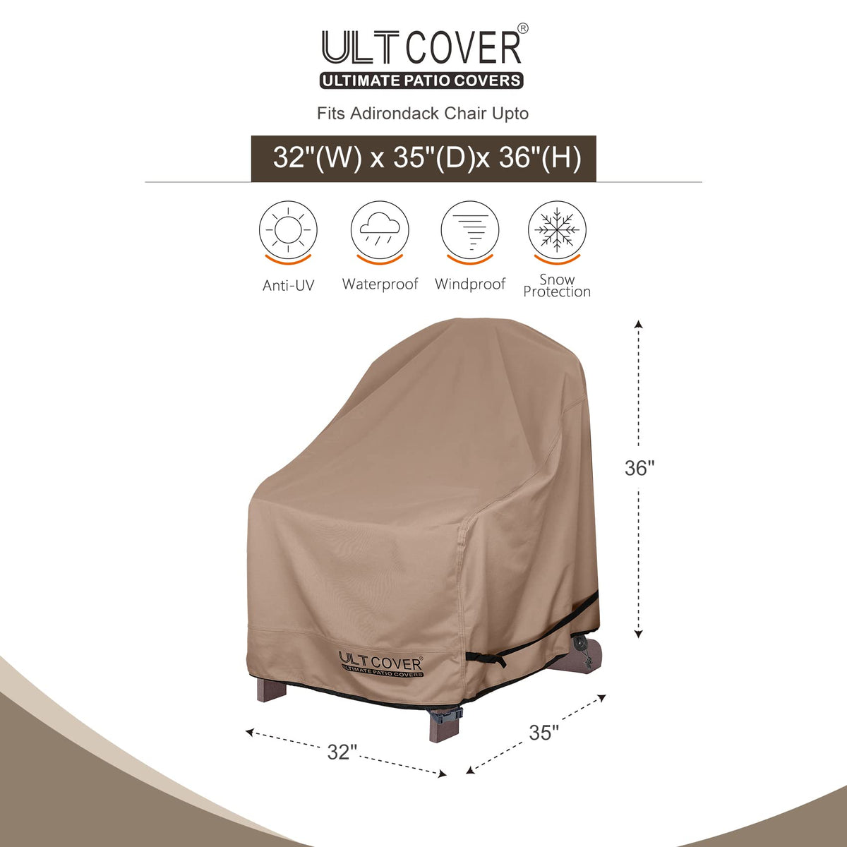 ULTCOVER full-coverage design shields Adirondack chairs from sun and weather.