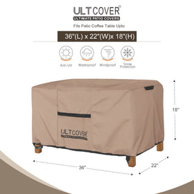 ULTCOVER patio coffee table cover side vent detail improves airflow and moisture control