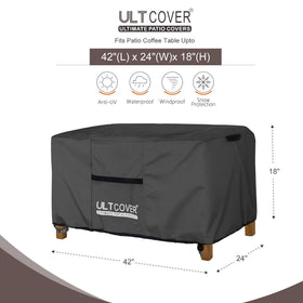ULTCOVER patio coffee table cover side view shows full coverage