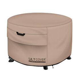 ULTCOVER round 40-inch fire pit cover protects the fire table from rain and debris