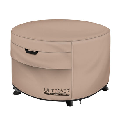 ULTCOVER round 40-inch fire pit cover protects the fire table from rain and debris
