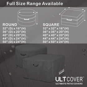 ULTCOVER waterproof backing keeps the fire pit dry after rain or snow