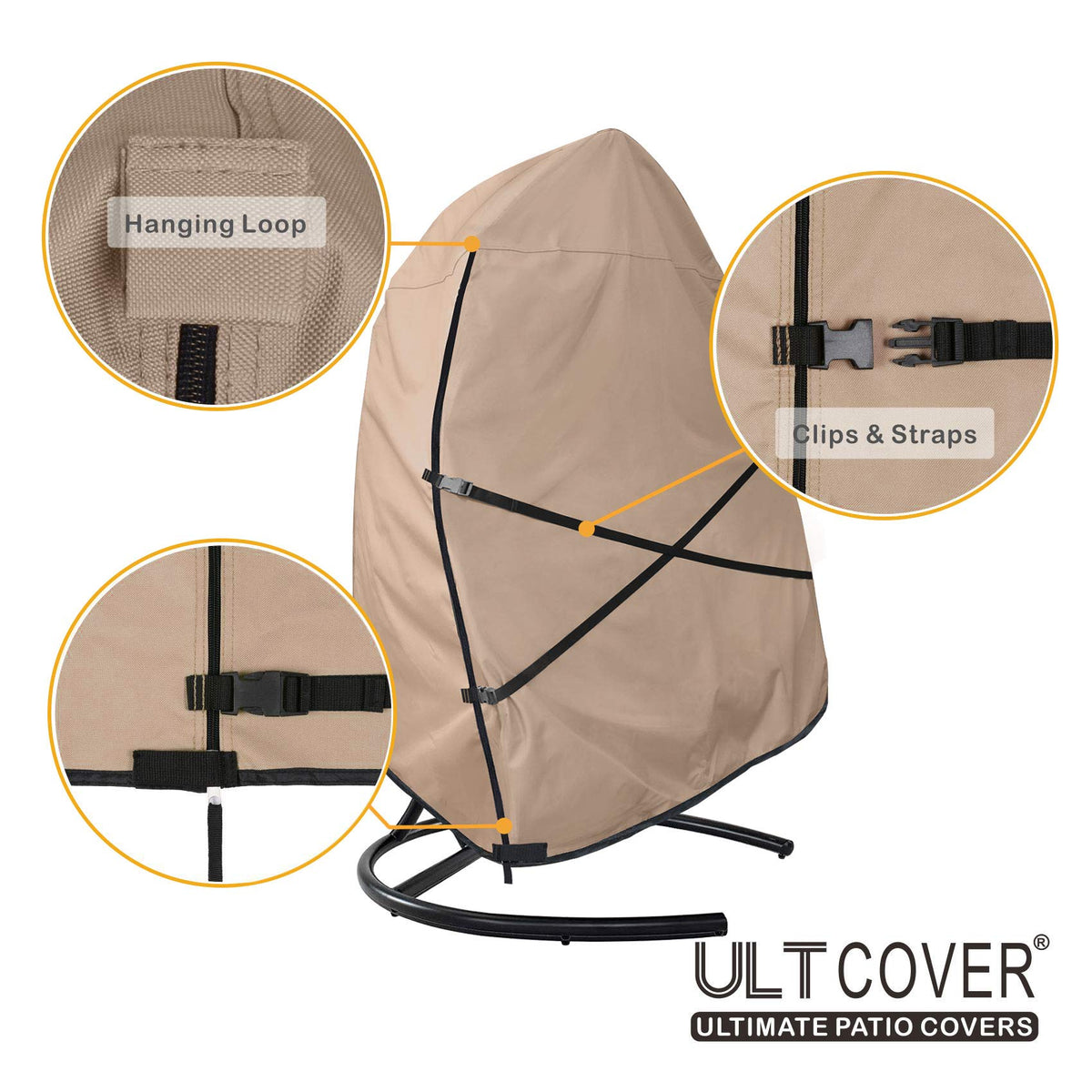 ULTCOVER egg chair cover with adjustable buckles provides a snug fit.