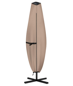 ULTCOVER patio parasol 600D waterproof cover protects a solar umbrella from rain and dust.