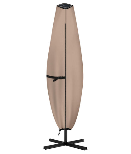 ULTCOVER patio parasol 600D waterproof cover protects a solar umbrella from rain and dust.