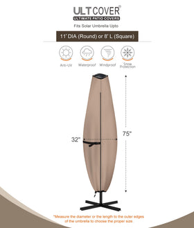 ULTCOVER patio parasol adjustable clip straps ensure a snug, wind-resistant fit.