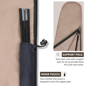 ULTCOVER patio parasol collapsible pole for easy lifting and removal of the cover.