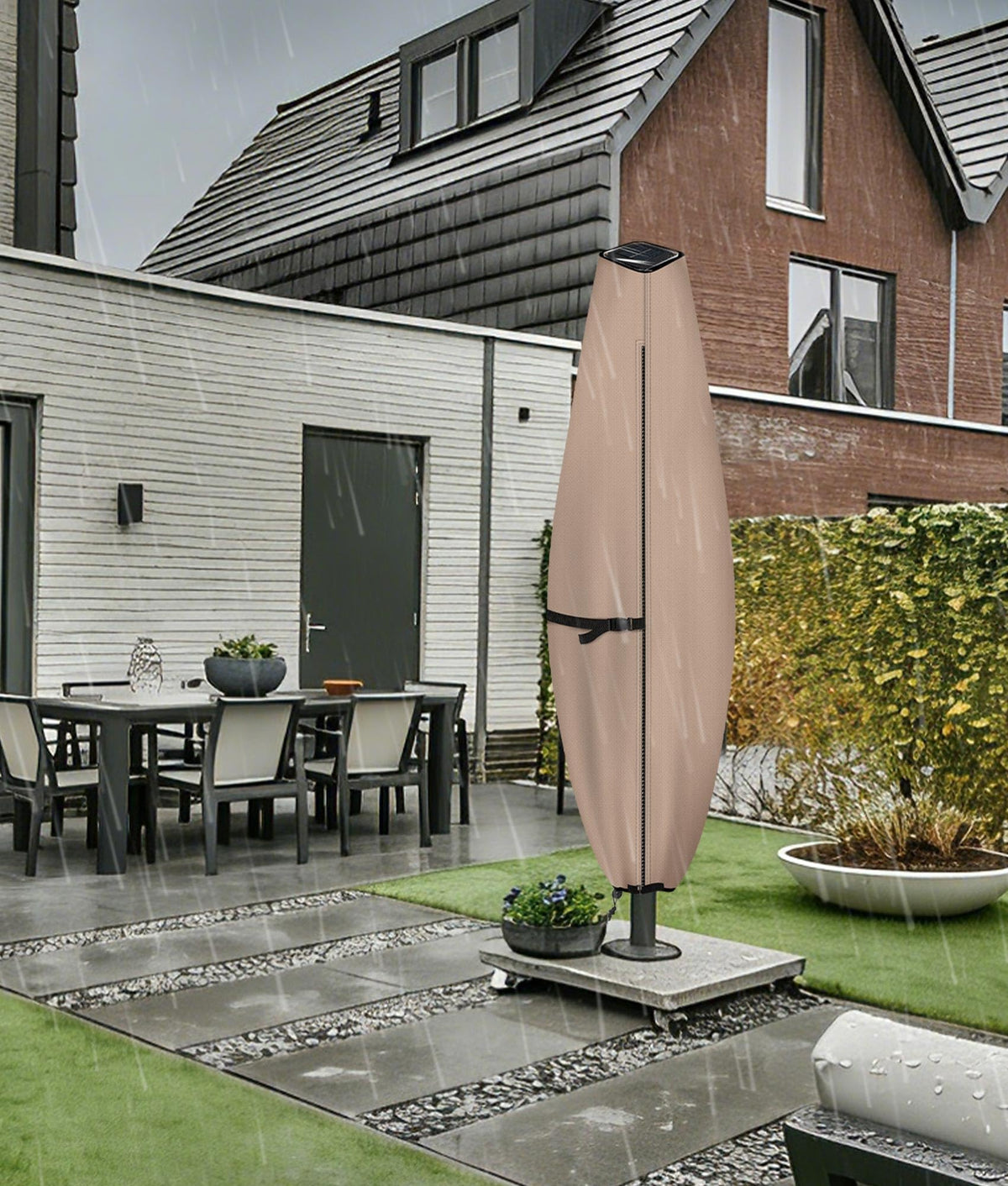 ULTCOVER patio parasol fits up to 11 feet round or 8 feet square umbrellas.