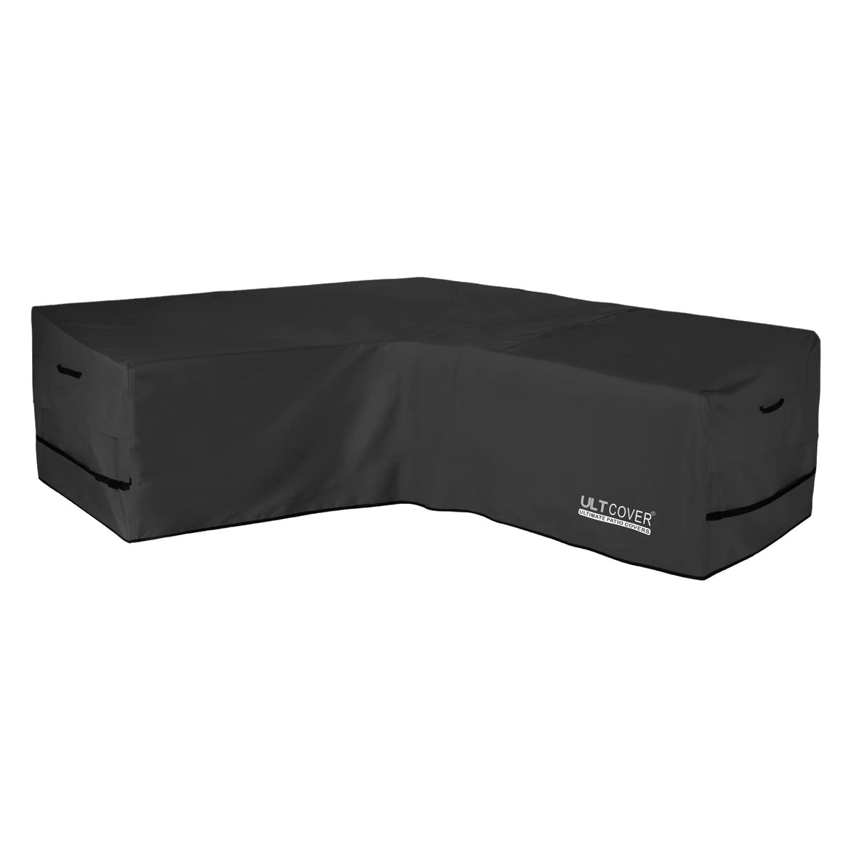 ULTCOVER patio V-shaped sofa cover front view protecting a 105-inch-wide outdoor sectional