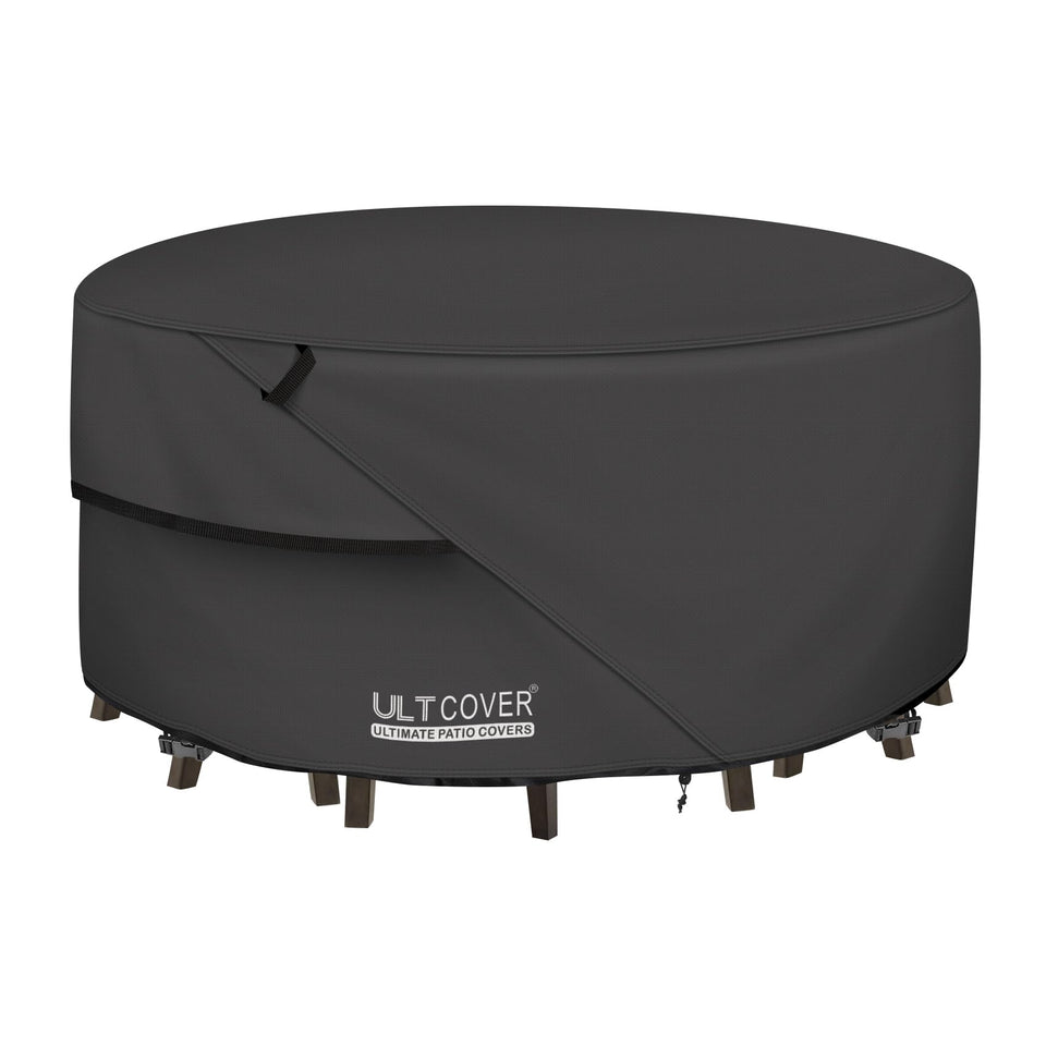 ULTCOVER round table cover 60inch shields outdoor furniture from rain and sun.