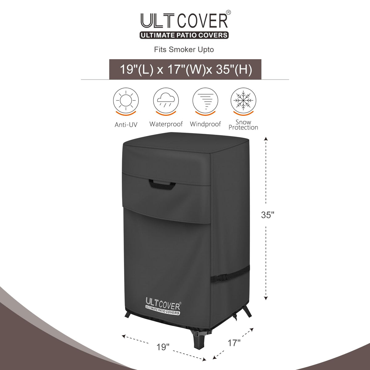 ULTCOVER side-vents design keeps air flow and prevents moisture buildup on outdoor smoker