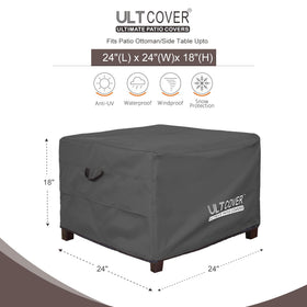 ULTCOVER square side table cover shields outdoor furniture from sun and debris.