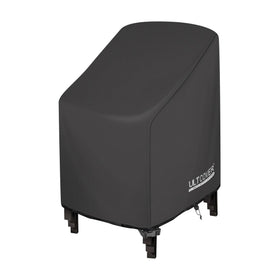 ULTCOVER stackable chair cover in back view showing waterproof protection