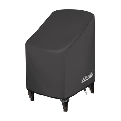 ULTCOVER stackable chair cover in back view showing waterproof protection