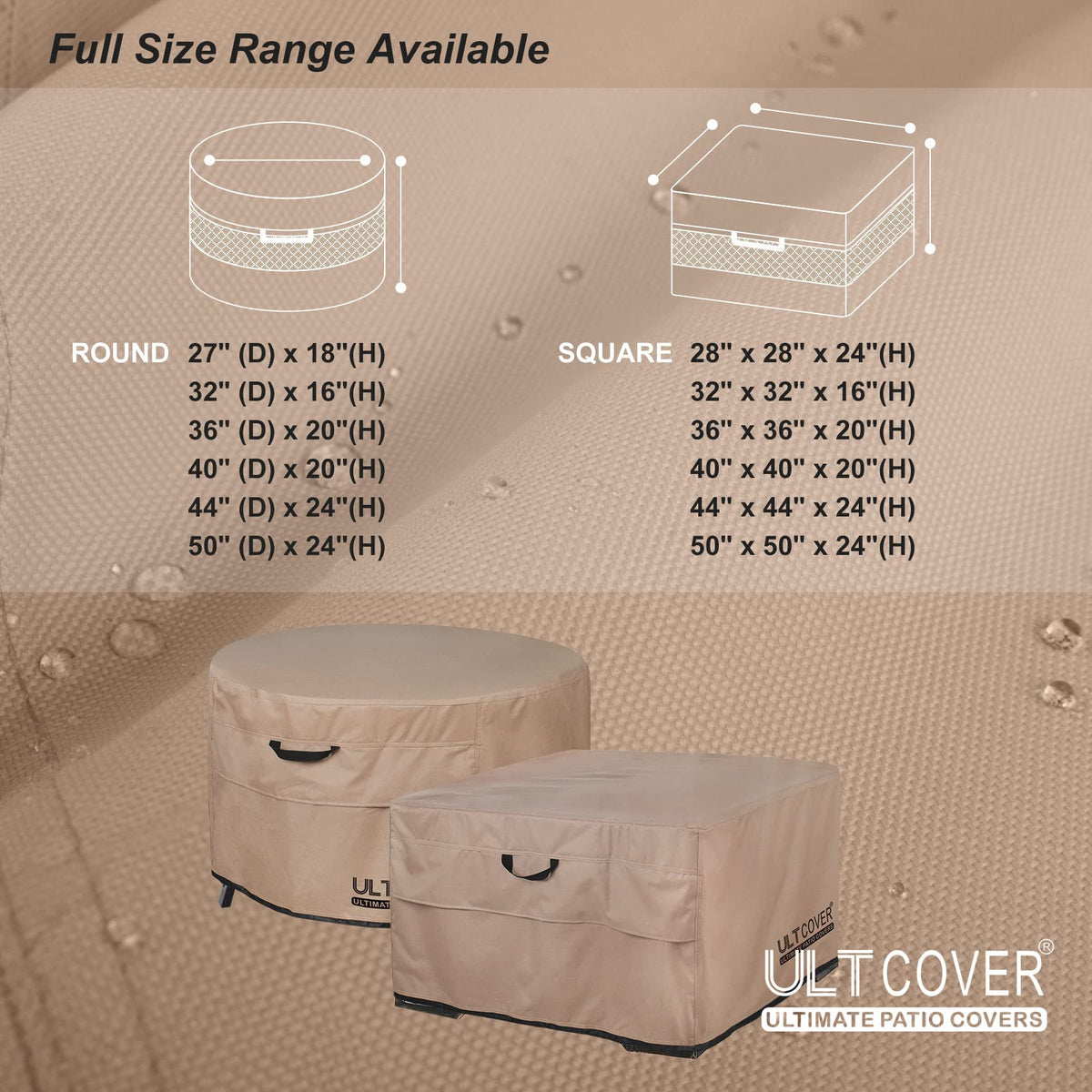 ULTCOVER two-side vent design allows airflow and prevents cover from blowing away.
